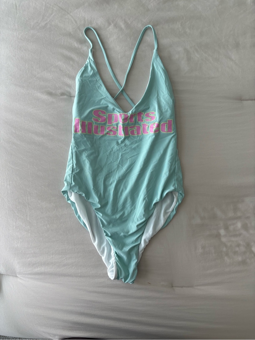 Sports Illustrated Swim Light Aqua One-Piece with Pink Logo
